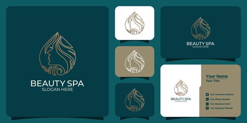 minimalist beauty abstract logo salon and spa silhouette shape concept logo and business card template