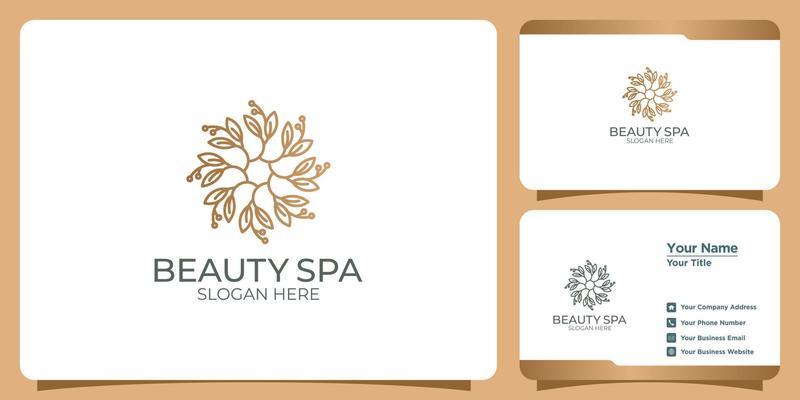 Set of hand drawn modern and feminine beauty template logos and business cards