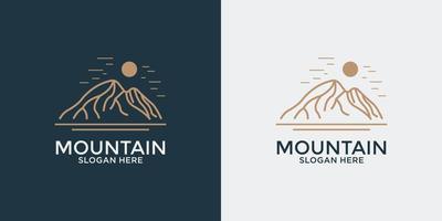 linear style mountain logo set vector