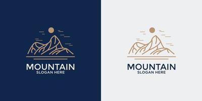 linear style mountain logo set vector