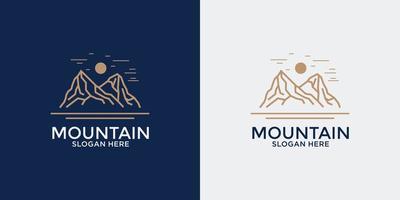 linear style mountain logo set vector