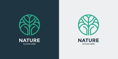 conjunto de logotipo de árbol de estilo lineal vector