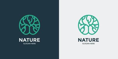 conjunto de logotipo de árbol de estilo lineal vector