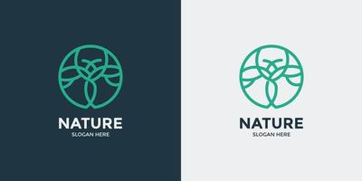 conjunto de logotipo de árbol de estilo lineal vector