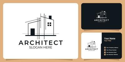 colección de logotipos de edificios y plantillas de tarjetas de visita vector