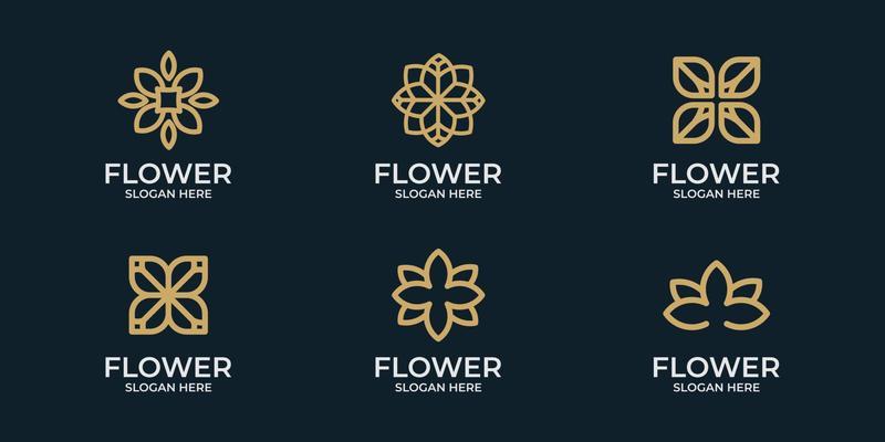 hand drawn collection of feminine and modern floral logo templates