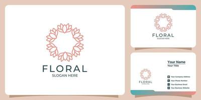 conjunto de logotipos y tarjetas de visita de plantillas florales femeninas y modernas dibujadas a mano vector