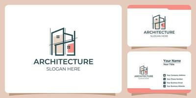 Minimalist architect logo creative line art style concept and business card vector