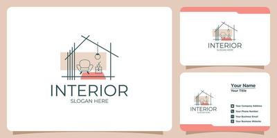 Minimalist interior logo. creative line art style concept for furniture interior template vector