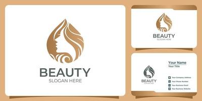 logotipo abstracto de belleza minimalista logotipo de concepto de forma de silueta de salón y spa y plantilla de tarjeta de visita vector