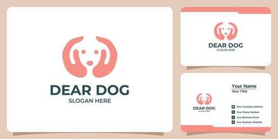 conjunto de logotipos de perros minimalistas y tarjetas de visita vector