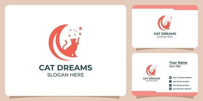 conjunto de logotipos de gatos minimalistas y tarjetas de visita vector