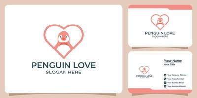 set of minimalist penguin logos and business cards vector