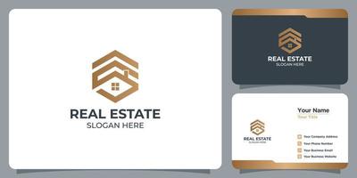 conjunto de logotipos de bienes raíces de letra s minimalistas con marca de tarjeta de presentación vector