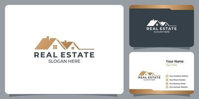 conjunto de logotipos inmobiliarios minimalistas con marca de tarjeta de visita vector
