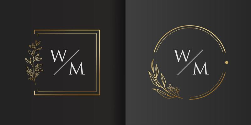 minimalist flower logo concept circle and box template