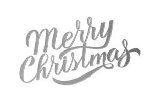 feliz navidad brillo plateado letras sobre fondo blanco. citas de celebraciones pintadas a mano con pincel. cartel de tipografía de vacaciones vector