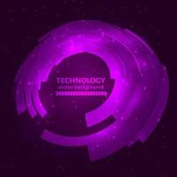 Purple technology abstract circle background. UFO cosmic vector illustration. Easy to edit design template for your projects.