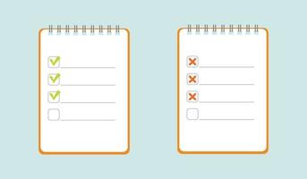 To do list icon. A notebook with a completed and unfinished to-do list. vector