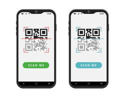 teléfono escaneando código qr. aislado en un teléfono de fondo blanco, con un icono de escaneo de código qr vector