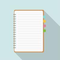 Blank spiral notepad. Notepad with bookmarks. Template for text for web design or advertising. vector