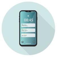 Mobile phone notifications. Vector phone icon in flat style with notifications.