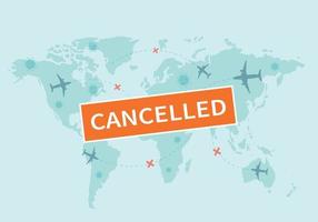 cancelación de vuelos en relación con el coronavirus covid-19. cambio o cancelación de vuelos internacionales. vector