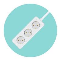 Electric extension cord. Power strip icon with three outlets. vector