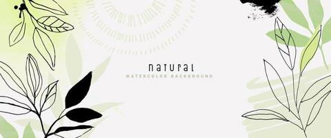 Natural watercolor vector background for graphic and web design, business presentation, marketing. Hand drawn illustration for natural and organic products, beauty and fashion, cosmetics and wellness.