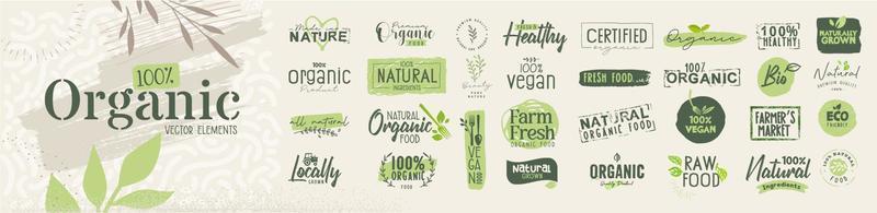 Premium quality organic elements for food market, ecommerce, organic products promotion, restaurant, healthy life. Vector illustration concepts for web design, packaging design, marketing.