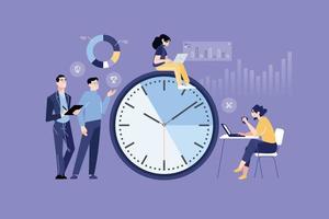 People concept. Vector illustration of time management, project development, market research for graphic and web design, business presentation and marketing material.
