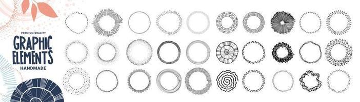 Set of hand drawn graphic elements, textures and patterns. Vector illustration concepts for graphic and web design, packaging design, marketing material.