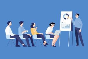 People concept. Vector illustration of business meeting, market research, data analysis, financial report for graphic and web design, business presentation and marketing material.