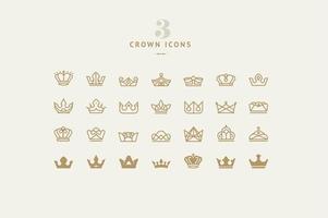 conjunto de iconos de la corona. ilustraciones vectoriales para diseño gráfico, diseño y desarrollo de sitios web y aplicaciones, marketing y redes sociales. vector