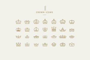 conjunto de iconos de la corona. ilustraciones vectoriales para diseño gráfico, diseño y desarrollo de sitios web y aplicaciones, marketing y redes sociales. vector