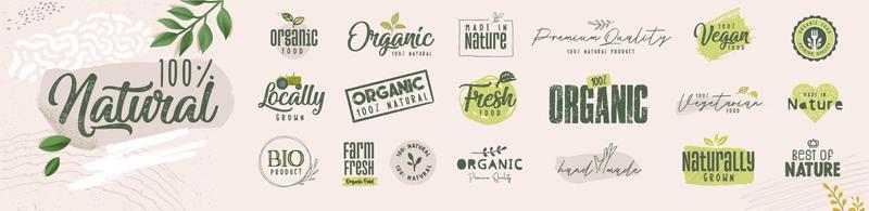 elementos orgánicos de primera calidad para el mercado de alimentos, comercio electrónico, promoción de productos orgánicos, restaurante, vida saludable. conceptos de ilustración vectorial para diseño web, diseño de embalaje, marketing. vector