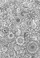doodle floral boceto fondo libro para colorear página vector