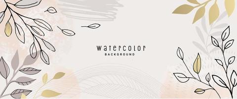 Natural watercolor vector background for graphic and web design, business presentation, marketing. Hand drawn illustration for natural and organic products, beauty and fashion, cosmetics and wellness.