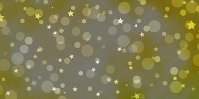 Light Green, Yellow vector pattern with circles, stars.