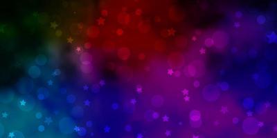 Dark Multicolor vector layout with circles, stars.