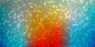 Light blue, yellow vector texture with colorful hexagons.