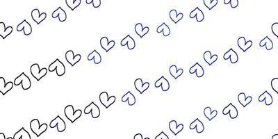 Light BLUE vector pattern with colorful hearts.
