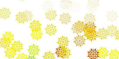 Light green, yellow vector pattern with colored snowflakes.