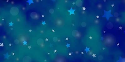 Light BLUE vector background with circles, stars.