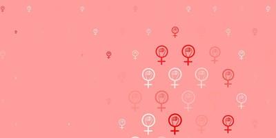 Light Red vector texture with women rights symbols.