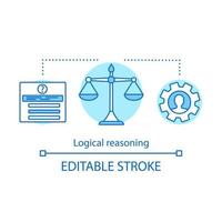 Logical reasoning concept icon. Decision making idea thin line illustration. Determination. Analytical thinking. HR soft skill. Vector isolated outline drawing