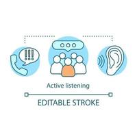 Active listening concept icon. HR soft skill idea thin line illustration. Basic communication skills. Conflict resolution. Vector isolated outline drawing