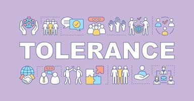 Tolerance word concepts banner. Social corporate responsibility. Isolated lettering typography with linear icons. Colleagues. Workplace relationships. Corporate environment. Vector illustration