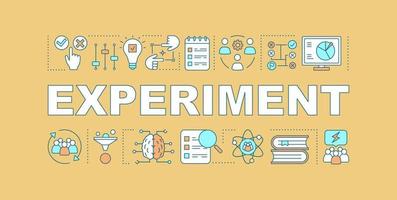 Experiment word concept banner. HR soft skills. Critical and analytical thinking. Isolated lettering typography idea with linear icons. Decision making, research, organization. Vector illustration