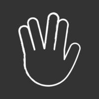 Vulcan salute emoji chalk icon. Live long and prosper hand gesture. Raised hand with part between middle and ring fingers. Isolated vector chalkboard illustration